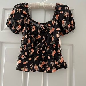 Floral Peplum top by SO NWT. Size S